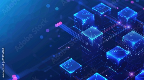 cube graph with binary code, futuristic elements concept,blockchain technology concept