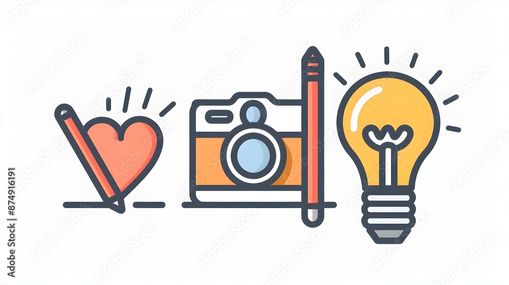 Minimalist Icon with Lightbulb on White Background Minimalist Icon with Lightbulb on White Background