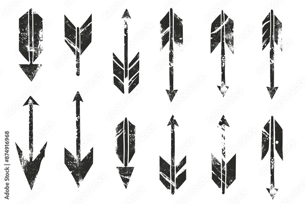 Grunge Arrow Symbols Collection in Black and White Grunge Arrow Symbols Collection in Black and White