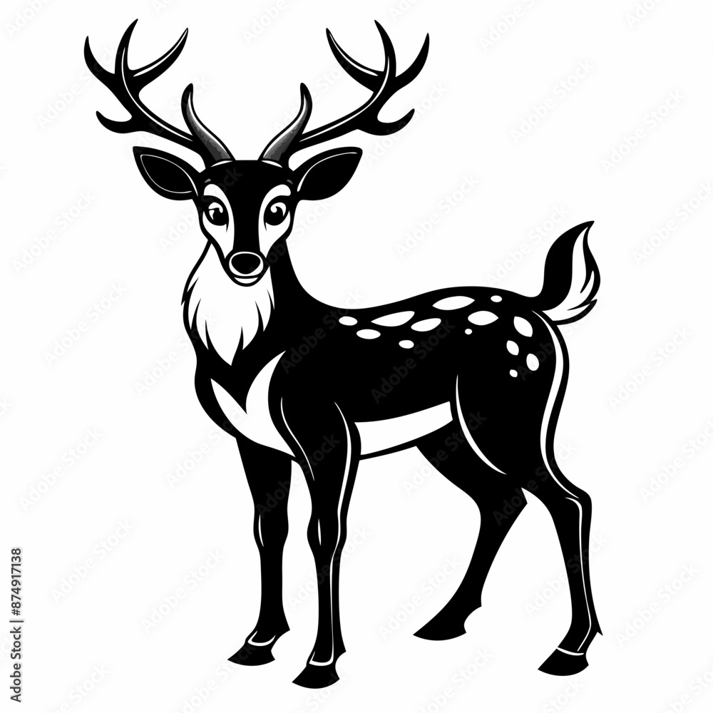 Fototapeta premium Deer vector silhouette on white background