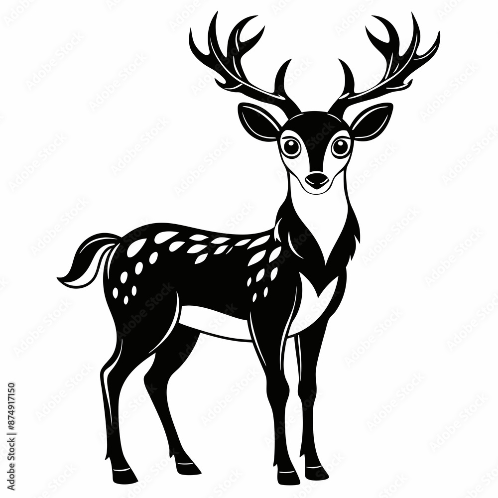 Fototapeta premium Deer vector silhouette on white background 
