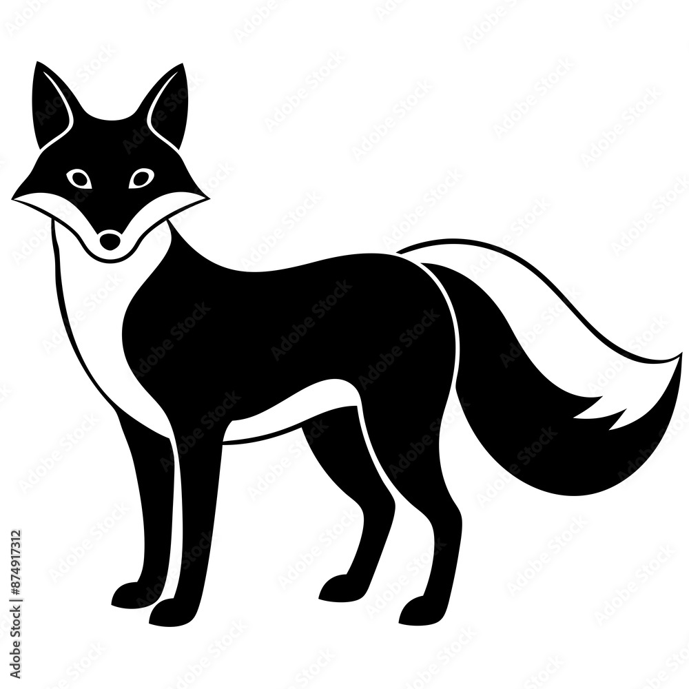 Fototapeta premium Fox vector silhouette on white background 
