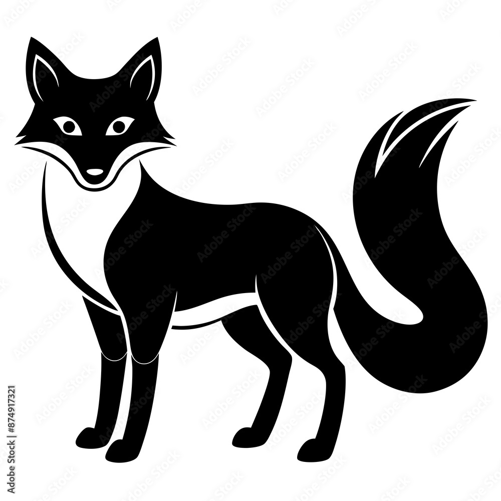 Fototapeta premium Fox vector silhouette on white background 