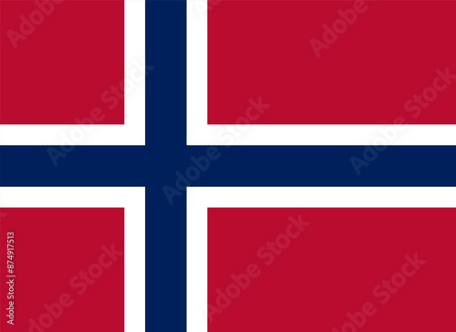 The official national flag of Norway. Flag of the Kingdom of Norway. Scandinavian cross. Nordic country. Correct proportions and colors. Vector illustration