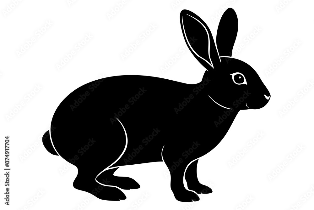 Obraz premium Rabbit vector silhouette on white background 