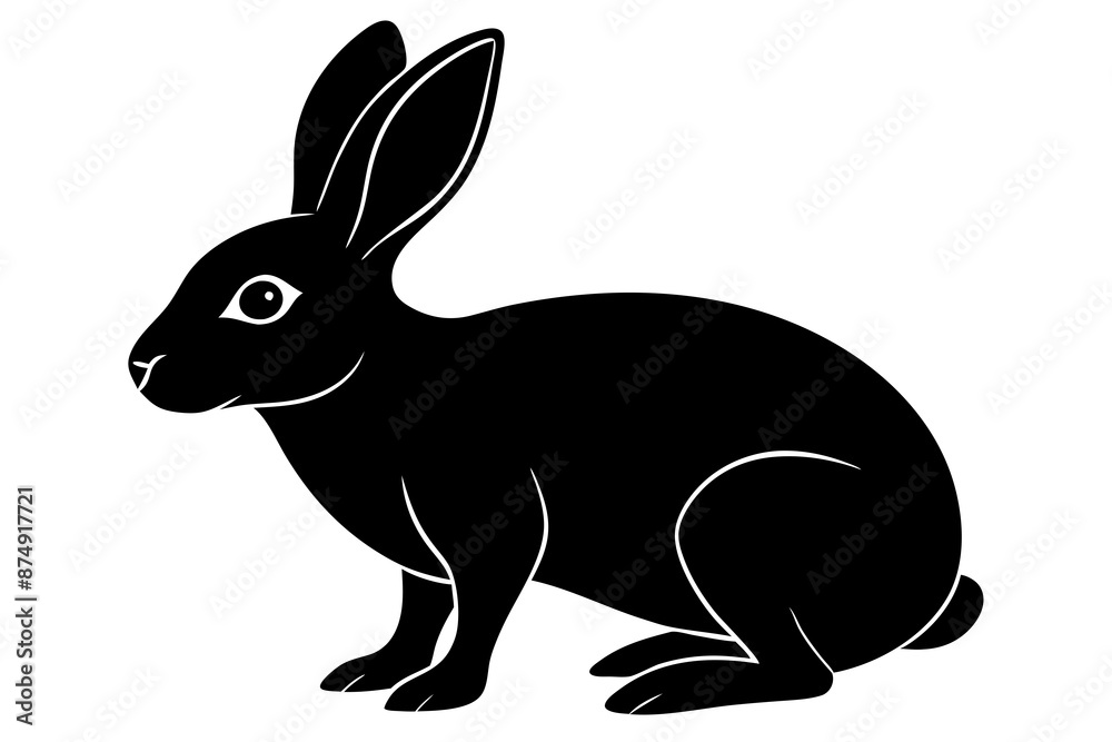 Rabbit vector silhouette on white background Rabbit vector silhouette on white background