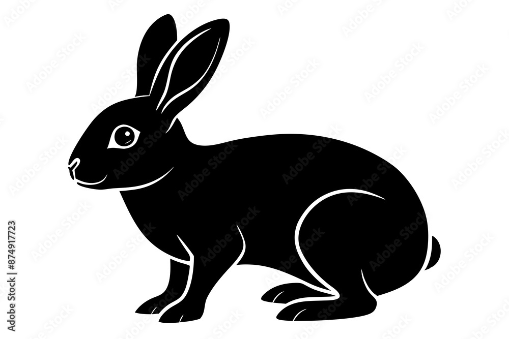 Obraz premium Rabbit vector silhouette on white background 
