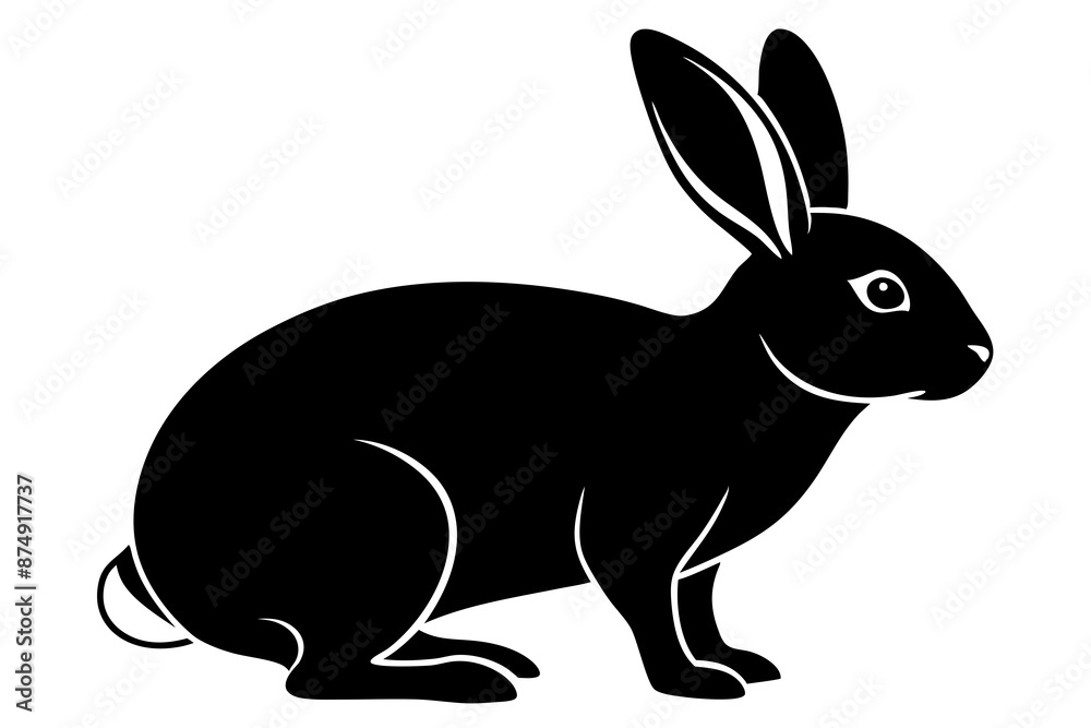 Rabbit vector silhouette on white background Rabbit vector silhouette on white background