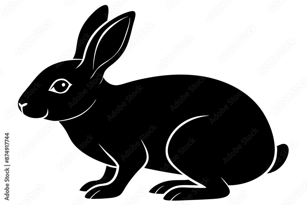 Obraz premium Rabbit vector silhouette on white background 
