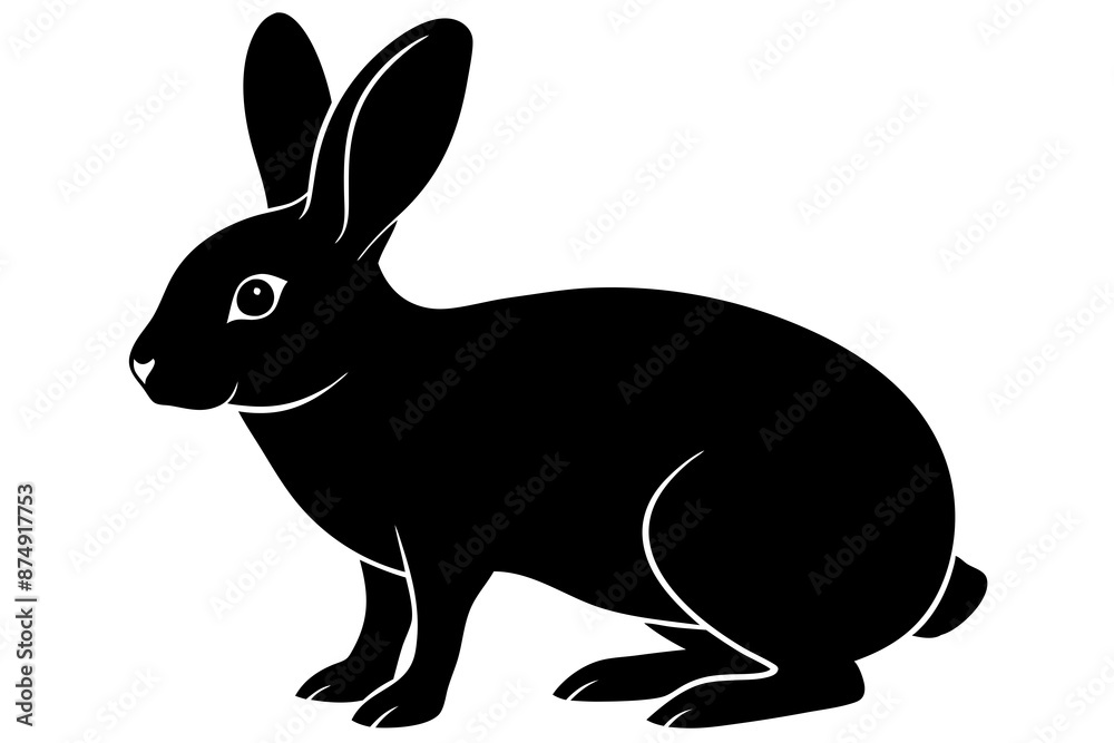 Obraz premium Rabbit vector silhouette on white background 