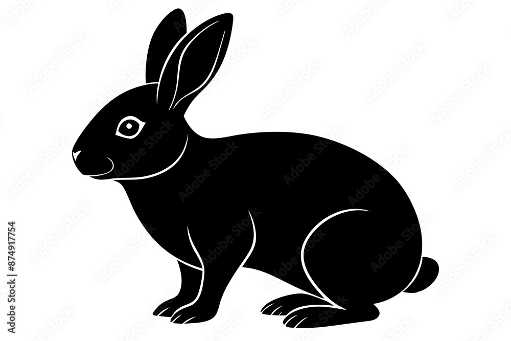 Obraz premium Rabbit vector silhouette on white background