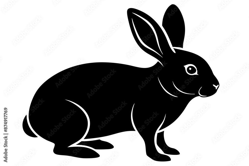 Obraz premium Rabbit vector silhouette on white background