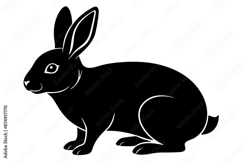Obraz premium Rabbit vector silhouette on white background 