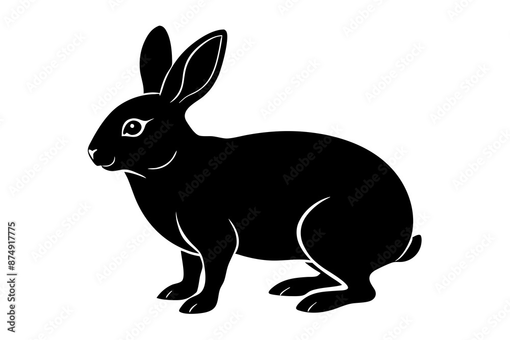 Obraz premium Rabbit vector silhouette on white background 