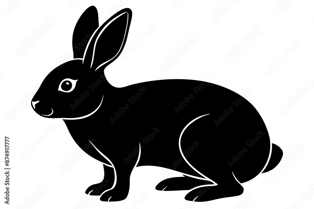 Rabbit vector silhouette on white background Rabbit vector silhouette on white background
