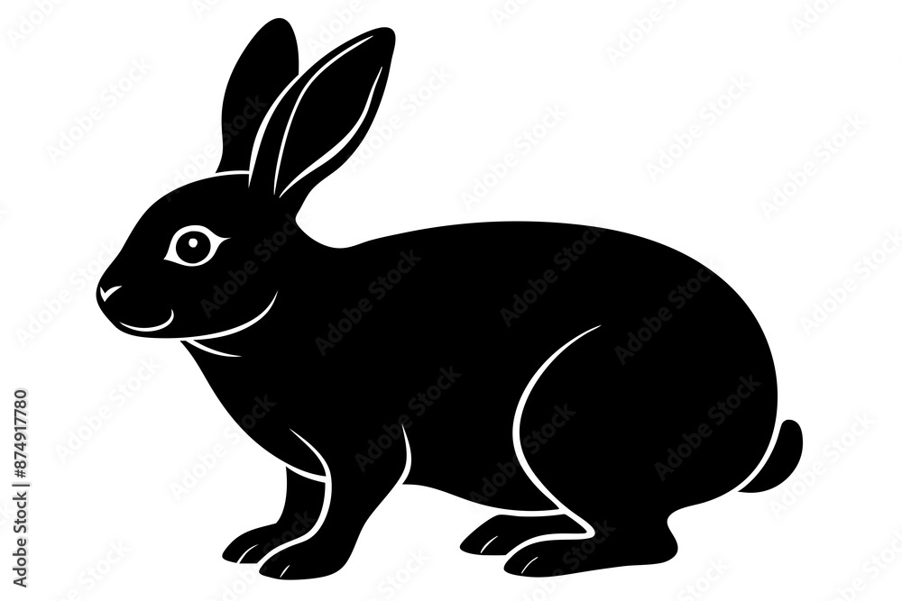 Obraz premium Rabbit vector silhouette on white background 