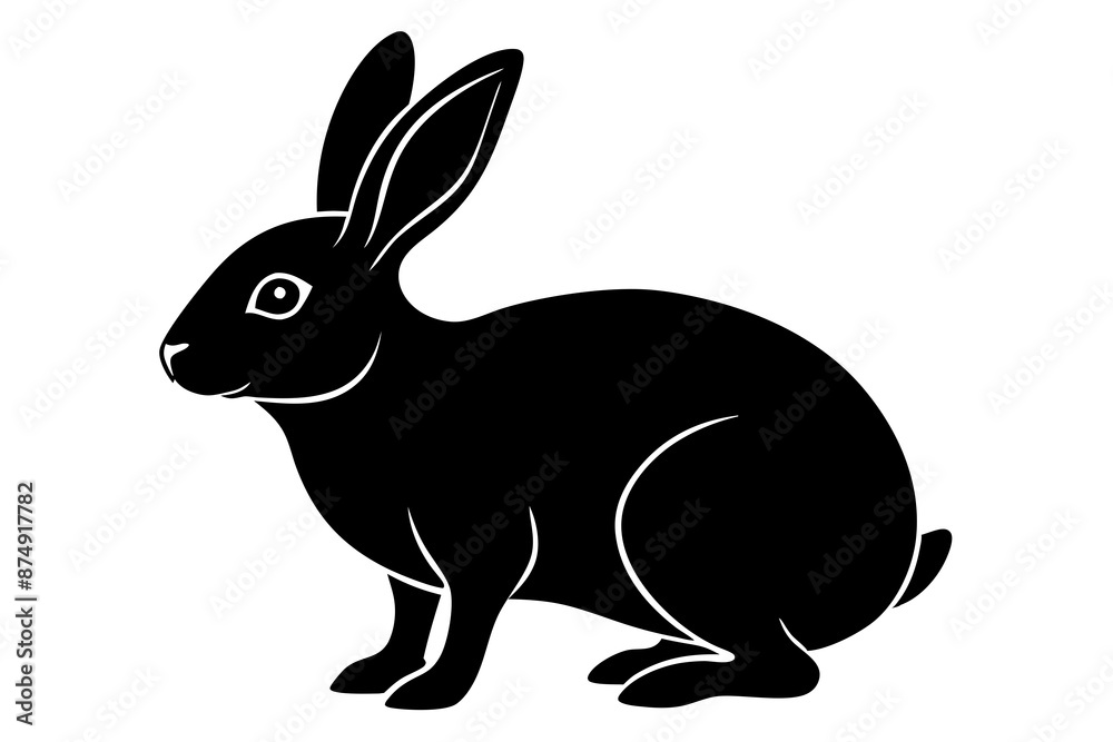 Fototapeta premium Rabbit vector silhouette on white background 