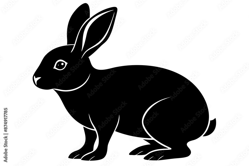 Obraz premium Rabbit vector silhouette on white background 