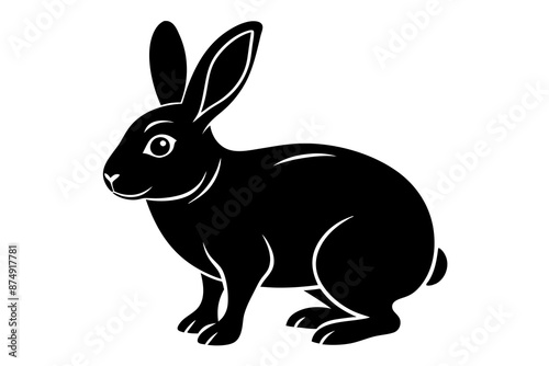 Rabbit vector silhouette on white background 