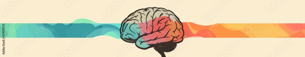 Obraz premium Abstract concept of psychology illustrated with a minimalist design, featuring a single brain,Abstract Human Mind in Space with Scientific Head Background, Featuring Minimalist Design Illustrating Psy