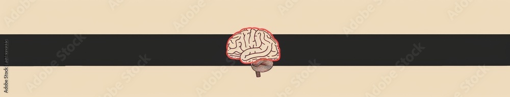 Fototapeta Abstract concept of psychology illustrated with a minimalist design, featuring a single brain,Abstract Human Mind in Space with Scientific Head Background, Featuring Minimalist Design Illustrating Psy