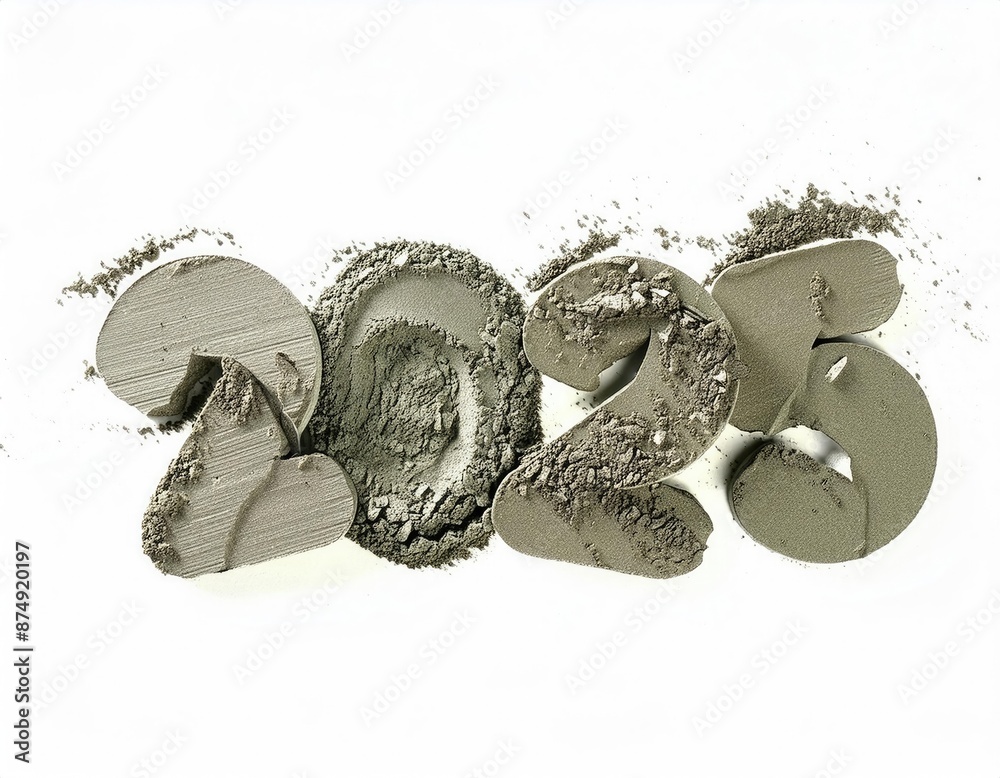 Obraz premium 3d happy new year 2025 on a makeup shape