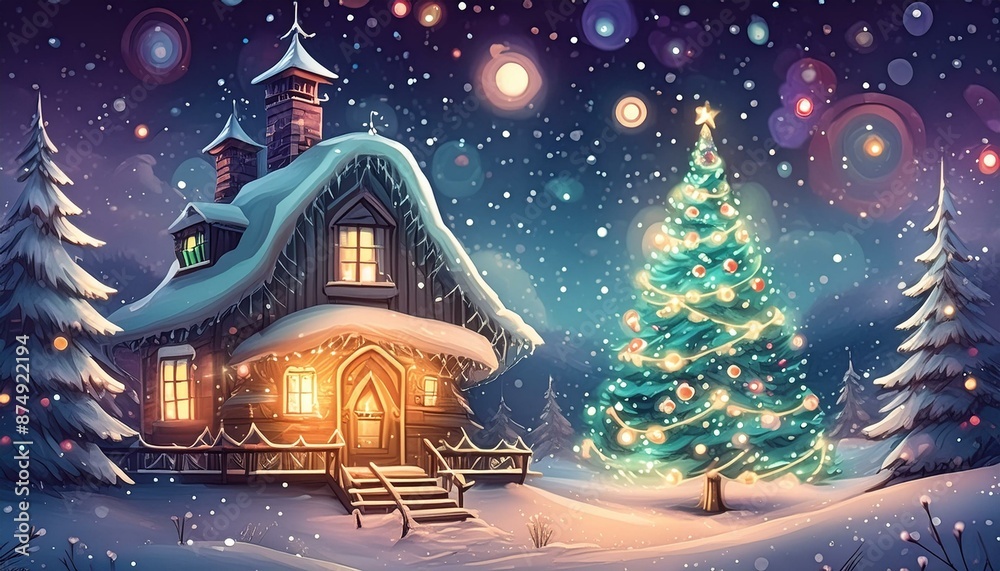 Fototapeta premium Christmas card for Christmas - old style, background for your wishes ver 17