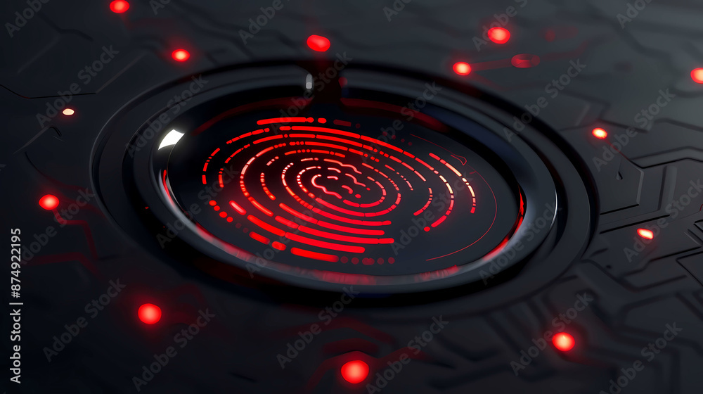 Obraz premium 3D digital fingerprint scanner. Fingerprint password encryption for security integrated into online. illustration background wallpaper.