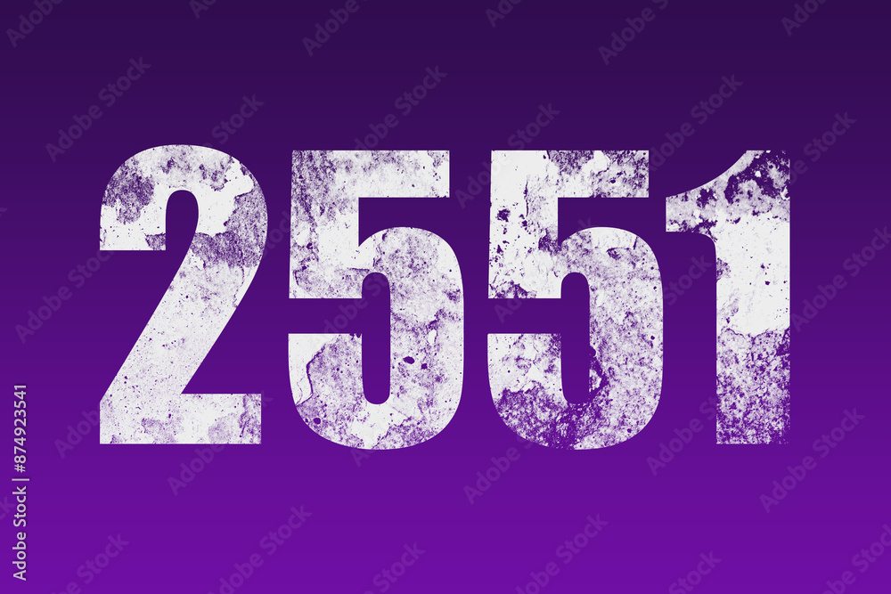 flat white grunge number of 2551 on purple background. flat white grunge number of 2551 on purple background.