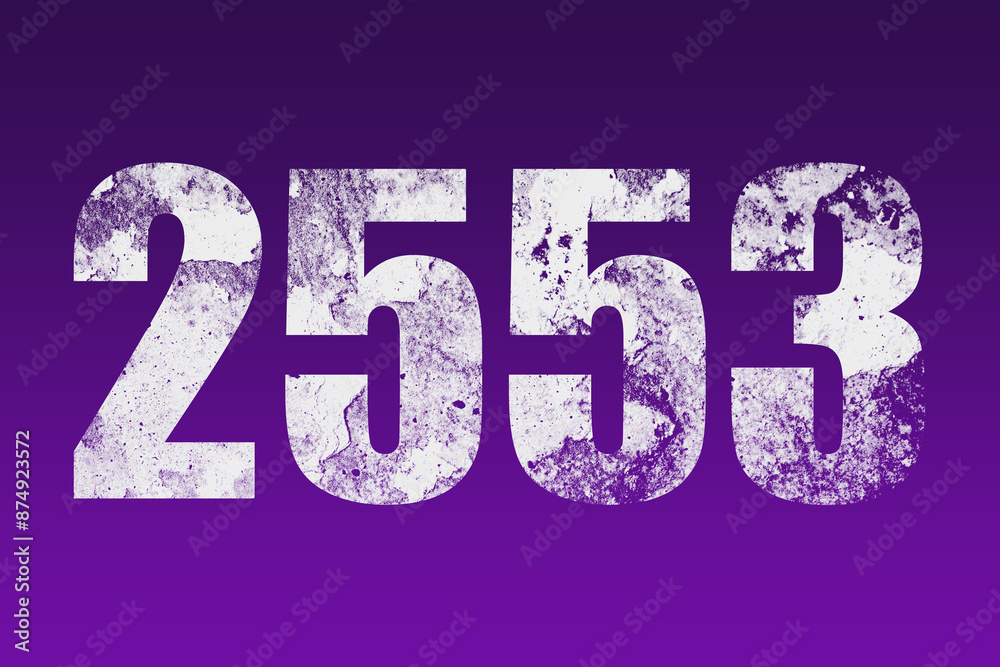flat white grunge number of 2553 on purple background. flat white grunge number of 2553 on purple background.