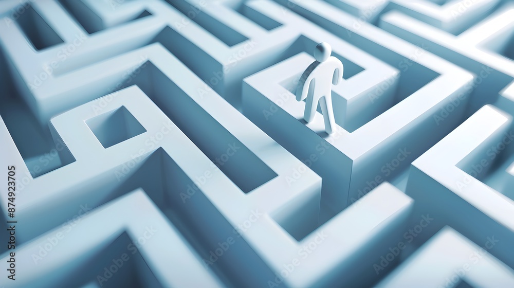 Icon of Person Navigating Through a Maze with Clear Path Ahead Icon of Person Navigating Through a Maze with Clear Path Ahead