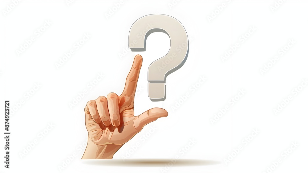 Detailed Icon of Hand Pointing to Intricate Question Mark Symbol of Uncertainty and Choice Detailed Icon of Hand Pointing to Intricate Question Mark Symbol of Uncertainty and Choice