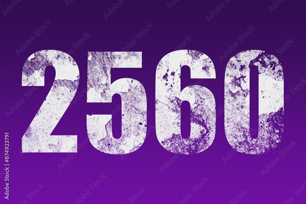 flat white grunge number of 2560 on purple background. flat white grunge number of 2560 on purple background.
