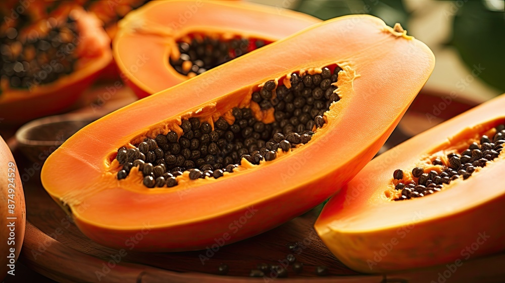 A papaya cut in half A papaya cut in half