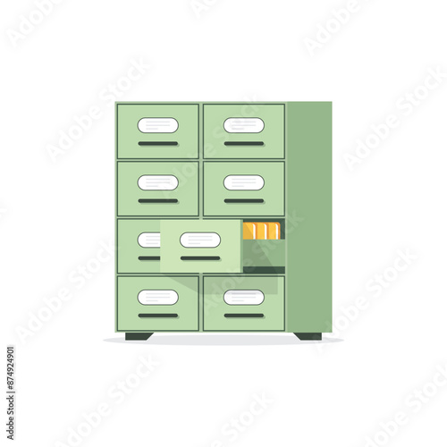 Office cabinet icon in flat style. Furniture storage vector illustration on isolated background. Drawer sign business concept.(Несколько значений)