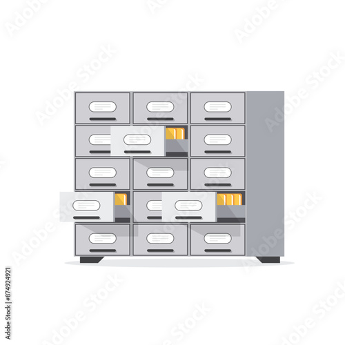 Office cabinet icon in flat style. Furniture storage vector illustration on isolated background. Drawer sign business concept.(Несколько значений)