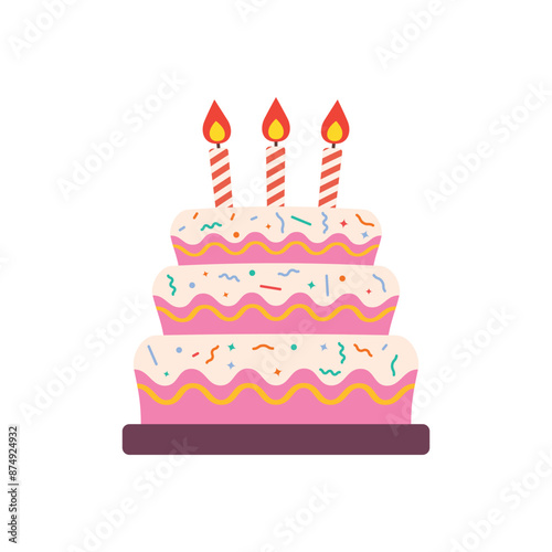 Sweet food icon in flat style. Birthday cake vector illustration on isolated background. Cupcake sign business concept.