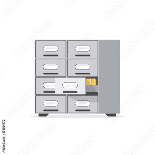 Office cabinet icon in flat style. Furniture storage vector illustration on isolated background. Drawer sign business concept.(Несколько значений)