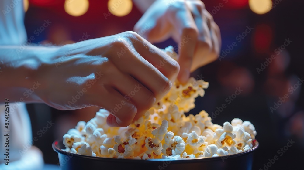 Hands Grabbing Popcorn Bowl Hands Grabbing Popcorn Bowl