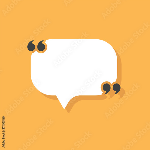 Quote frame icon in flat style. Speech bubble vector illustration on isolated background. Comment sign business concept.