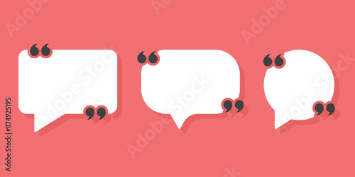 Quote frame icon in flat style. Speech bubble vector illustration on isolated background. Comment sign business concept.