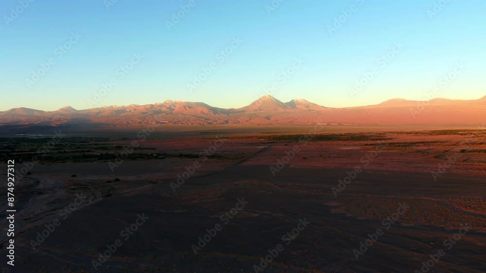 Aerial Panning Tranquil View Of Rock Formations In Desert Against Clear Sky, Drone Flying Over Semi Arid Landscape - Atacama Desert, Chile Aerial Panning Tranquil View Of Rock Formations In Desert Against Clear Sky, Drone Flying Over Semi Arid Landscape - Atacama Desert, Chile
