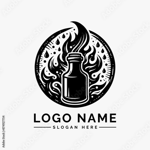 bottle sauce modern logo design vector