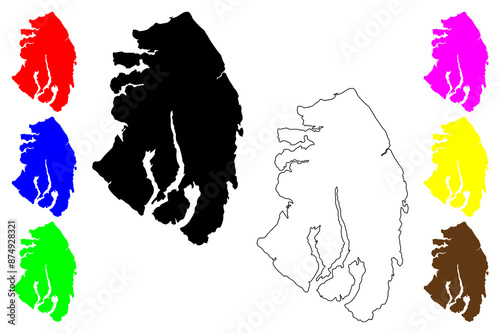 Revillagigedo island (United States of America, North America, Alaska, US, USA, Alexander Archipelago) map vector illustration, scribble sketch Revilla map