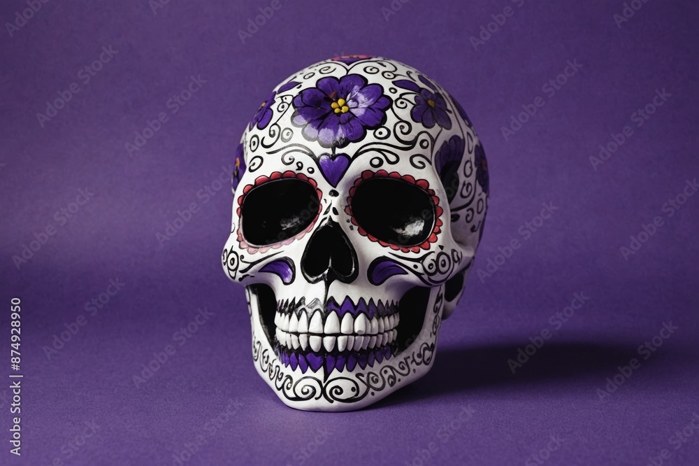 High contrast image of a sugar skull used for High contrast image of a sugar skull used for