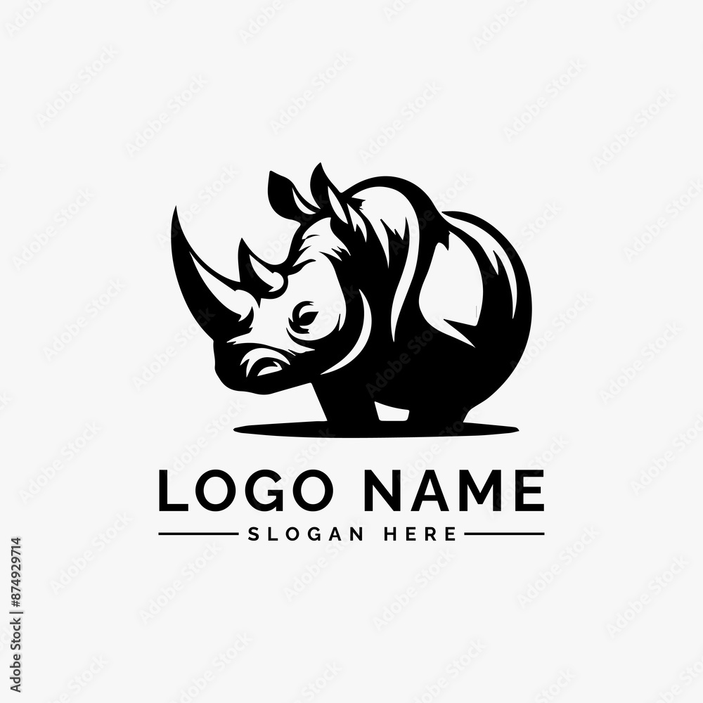 rhino vector illustration logo design rhino vector illustration logo design