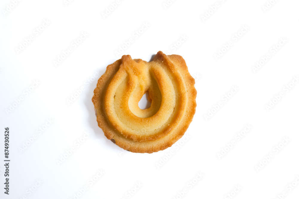 Danish butter cookies, butter cookies on isolated white background Danish butter cookies, butter cookies on isolated white background
