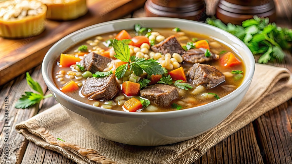 Hearty beef barley soup with vegetables and savory broth, soup, beef, barley, hearty, vegetables, broth, comforting, homemade, bowl Hearty beef barley soup with vegetables and savory broth, soup, beef, barley, hearty, vegetables, broth, comforting, homemade, bowl