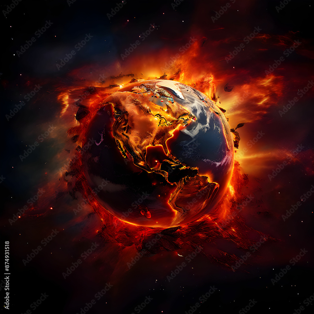 destruction, no life, earth collapsing with sun destruction, no life, earth collapsing with sun