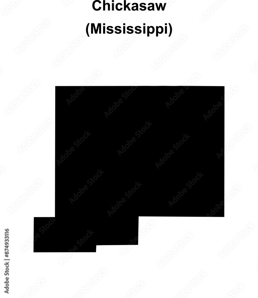 Chickasaw County (Mississippi) blank outline map Chickasaw County (Mississippi) blank outline map